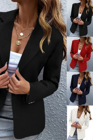 2025 Fall Winter New Fashion Women's Casual Jacket Long-Sleeve Solid-Color Single-Button Blazer Party Y2k Clothing