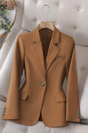 Women's Plus Size Casual Fashion Elegant Commuter Solid-Color Long Sleeve Blazer