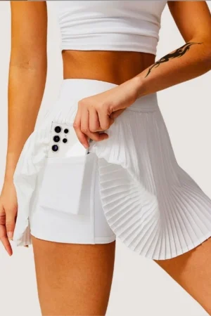 Women's fashion 2-in-1 golf tennis skirt pleated fitness suit with inner pocket, women's sexy style