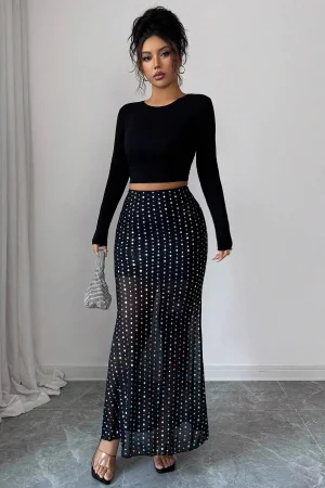 2026 Women's New Heat Sparkling Double Layer Mesh High Waist Slimming Bag Hip Slimming Holiday Date Half Skirt Shot Long Skirt