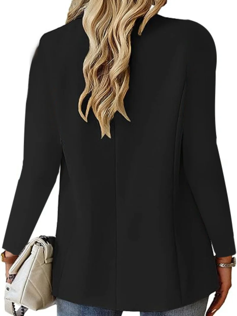 Autumn long-sleeved solid colour cardigan one-button small suit jacket for women - Image 2