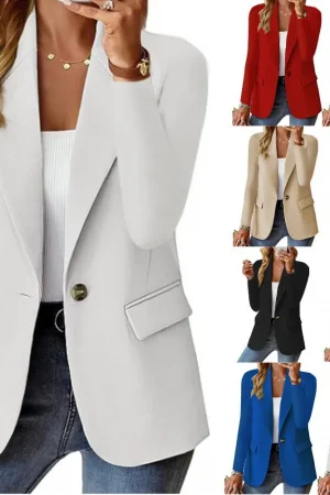 Women's Oversized Blazer Jacket Business Suit Coat Lapel Long Sleeve Solid Button Casual Elegant Coat Trendy Loose Outwear