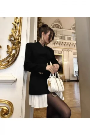 French Tops High Design Sense Casual Small Suit New Versatile Jacket Splicing Skirt Blazer Fashion High Street Fashion Coat