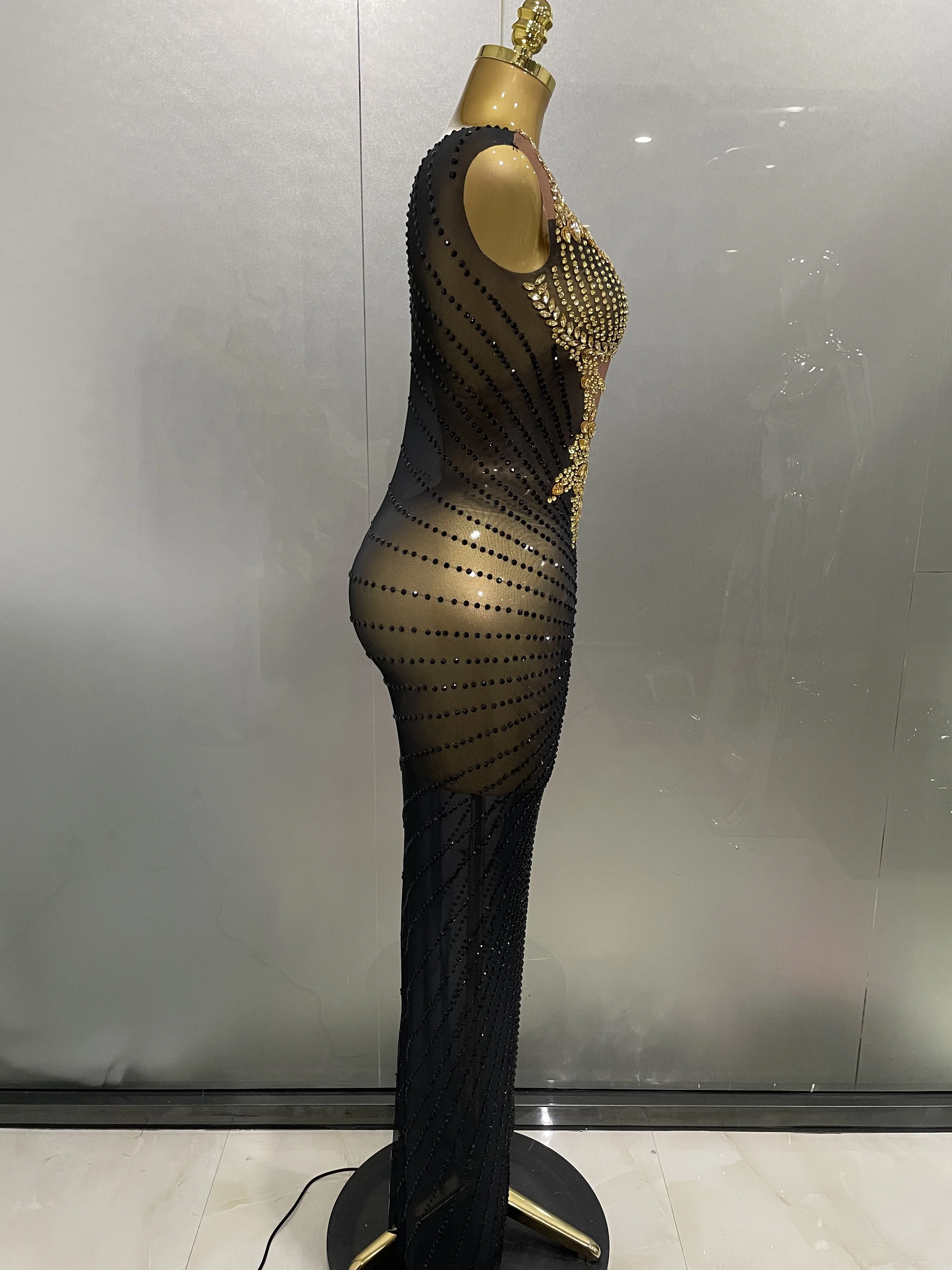 Sexy Sparkly Rhinestones Sleeveless Long Dress 2025 New Women Birthday Celebrate Evening Photo Shoot Stage Performance Costume - Image 4