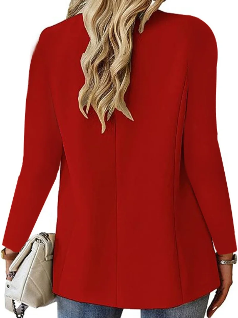 Autumn long-sleeved solid colour cardigan one-button small suit jacket for women - Image 6
