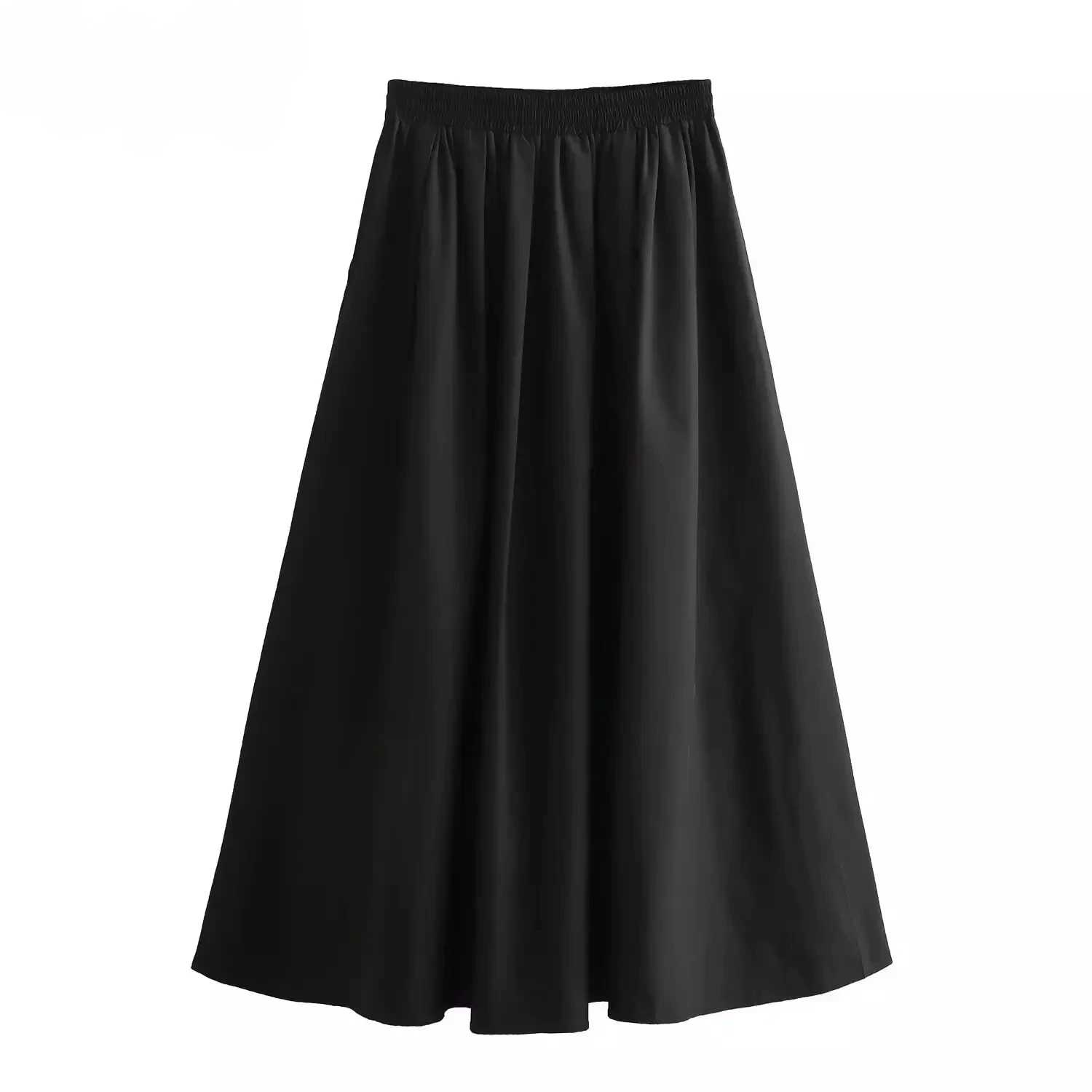 Mooyufon Women's Fashion Spring New Black Wide Pleated Swing Vintage Chic Female High Waist Elegant A-line Long Skirt Mujer - Image 2