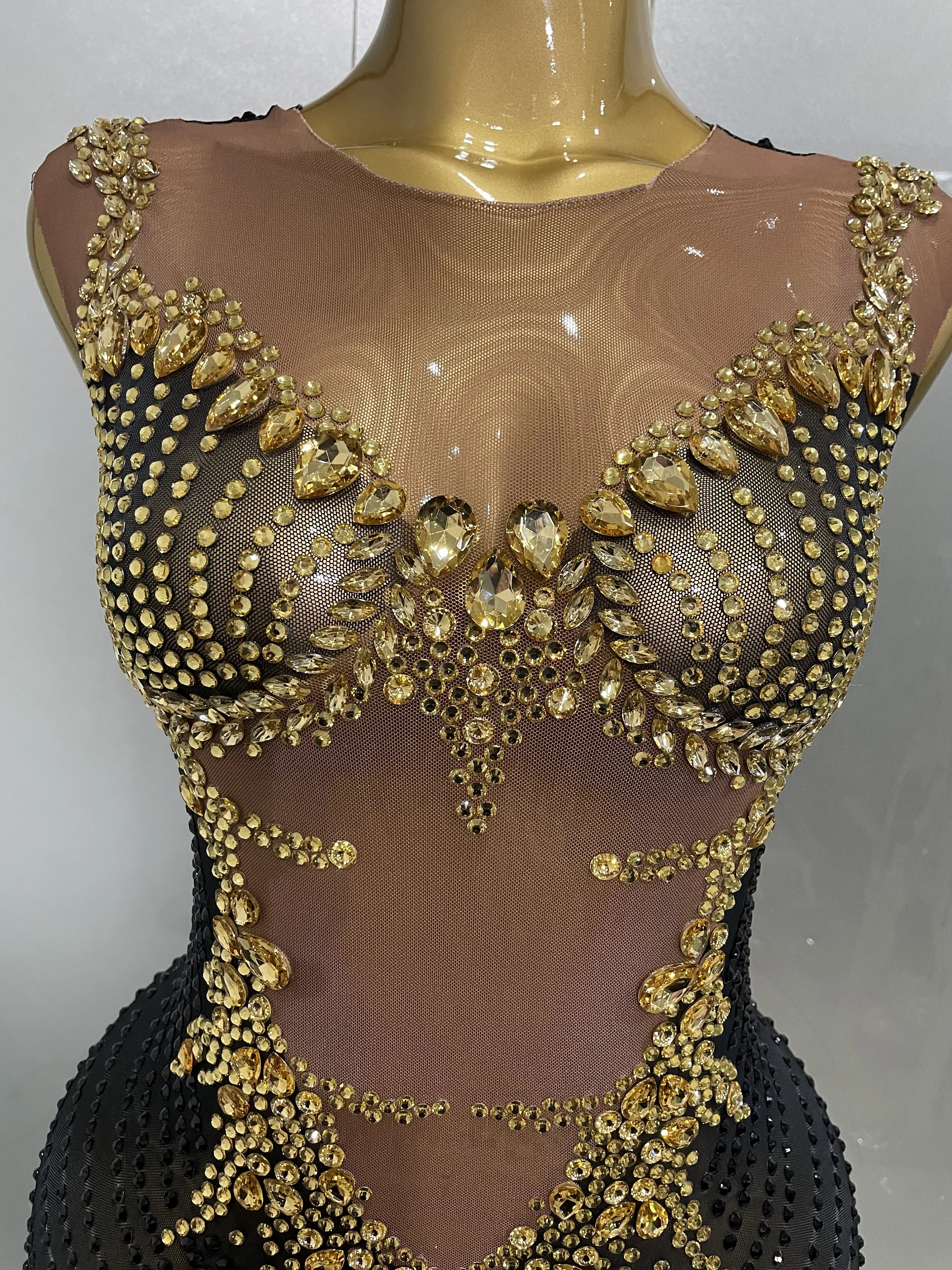 Sexy Sparkly Rhinestones Sleeveless Long Dress 2025 New Women Birthday Celebrate Evening Photo Shoot Stage Performance Costume - Image 5