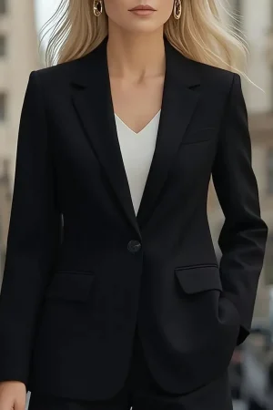 Autumn long-sleeved solid colour cardigan one-button small suit jacket for women